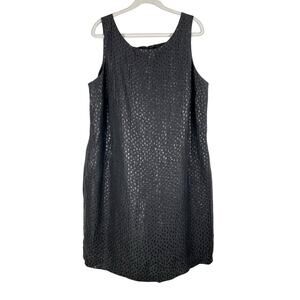 Victor Alfaro Black Metallic Sheath Dress Size 18W LBD Event Glam Quiet Luxury